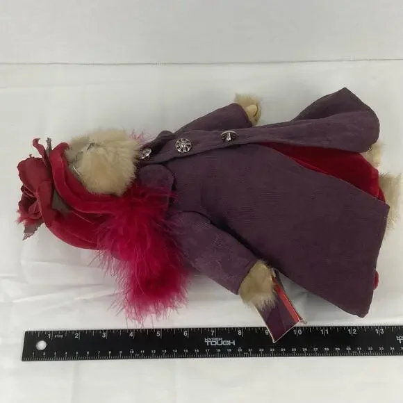 Bearington Collection Queen Fedora Teddy Bear Rose Hat Feather Boa Glasses 2003 - Picture 8 of 8